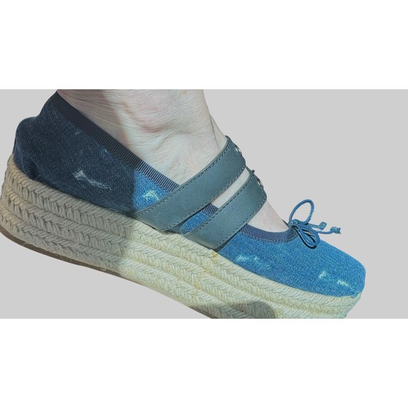 Miu Miu Rare Denim Double Buckle Espadrille Platform Mary Jane Flats EU 40.5 - Picture 10 of 10